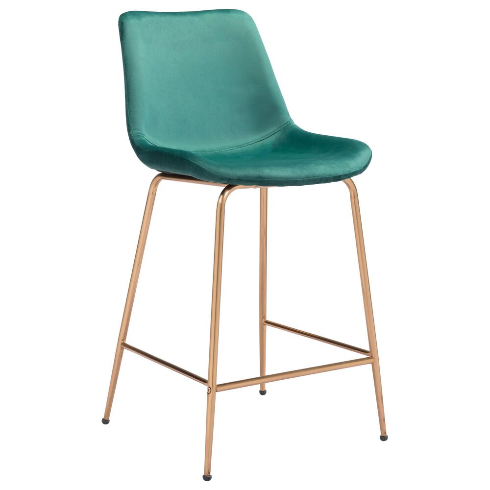 Zuo Modern Tony Counter Stool in Green and Gold, , large