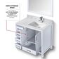 Lexora Home Jacques 36" Right Offset Single Bathroom Vanity in White with 2 cm White Carrara Marble Top and Rectangular Sink, , large