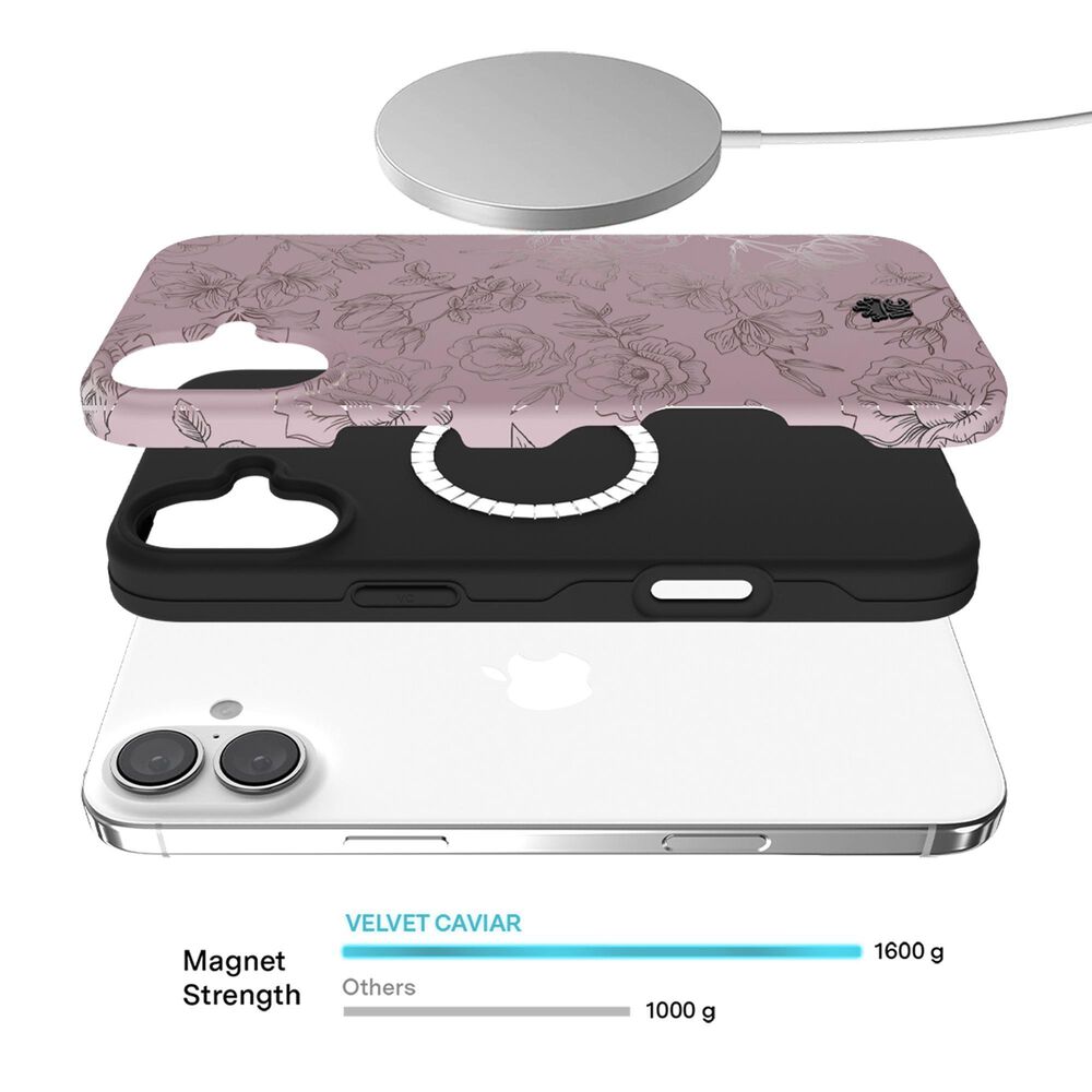 Velvet Caviar MagSafe Case for Apple iPhone 16 in Dusty Rose Chrome Floral, , large
