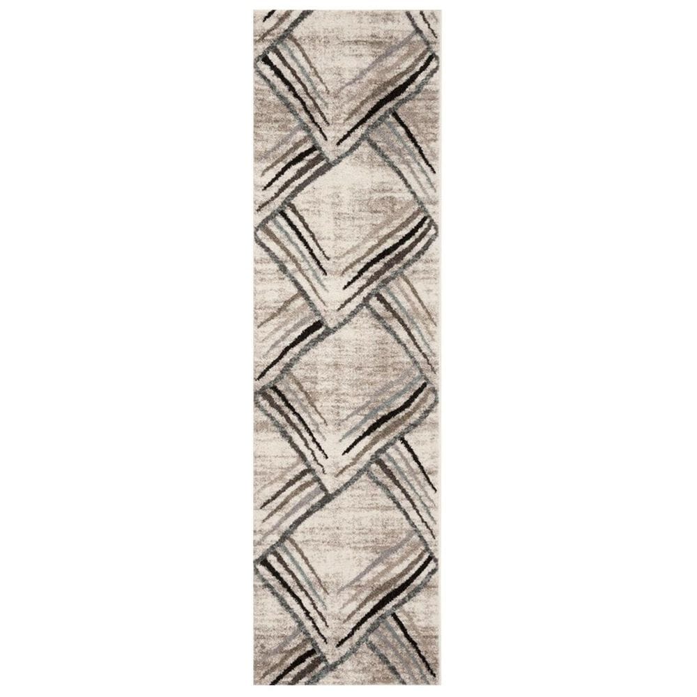 Safavieh Amsterdam AMS112A 2"3" x 8" Cream and Charcoal Runner, , large
