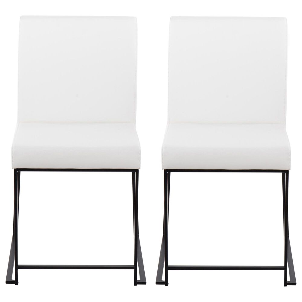 Lumisource Fuji Dining Chair with White Faux Leather Cushion in Black &#40;Set of 2&#41;, , large