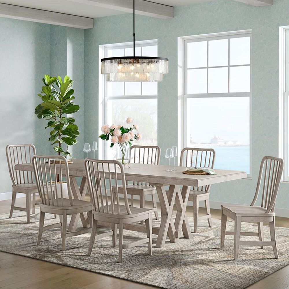 Golden Wave Furniture Coronado 7-Piece Rectangular Dining Set in Khaki, , large