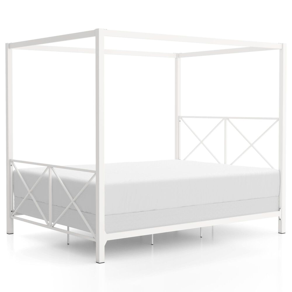 Furniture of America Rosadale Queen X-Cross Canopy Bed in White, , large