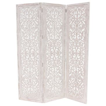 Maple and Jade 3-Panel Folding Screen in White, , large