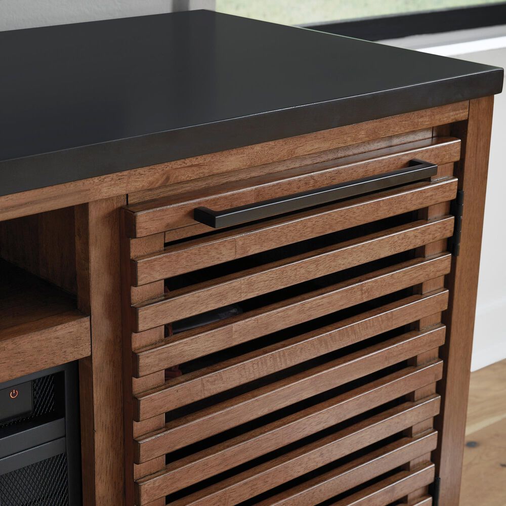 Ashley Kallari 84" XL TV Stand in Warm Brown and Matte Black, , large