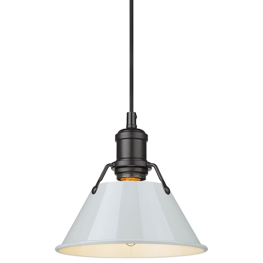 Golden Lighting Orwell 1-Light Small Pendant with Dusky Blue Shade in Matte Black, , large