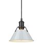 Golden Lighting Orwell 1-Light Small Pendant with Dusky Blue Shade in Matte Black, , large