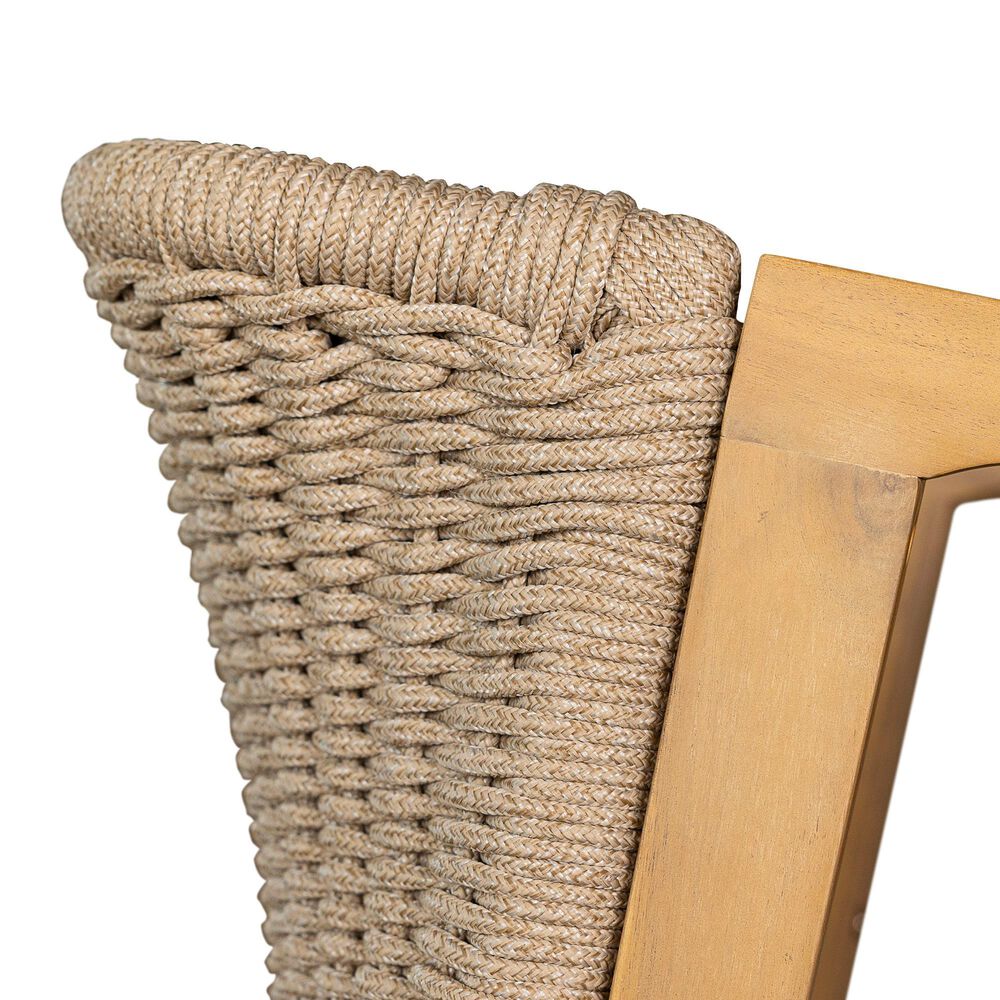 Hearth and Haven Patio Dining Chair with Rope-Design Backrest and Cushions in Light Teak (Set of 2), , large