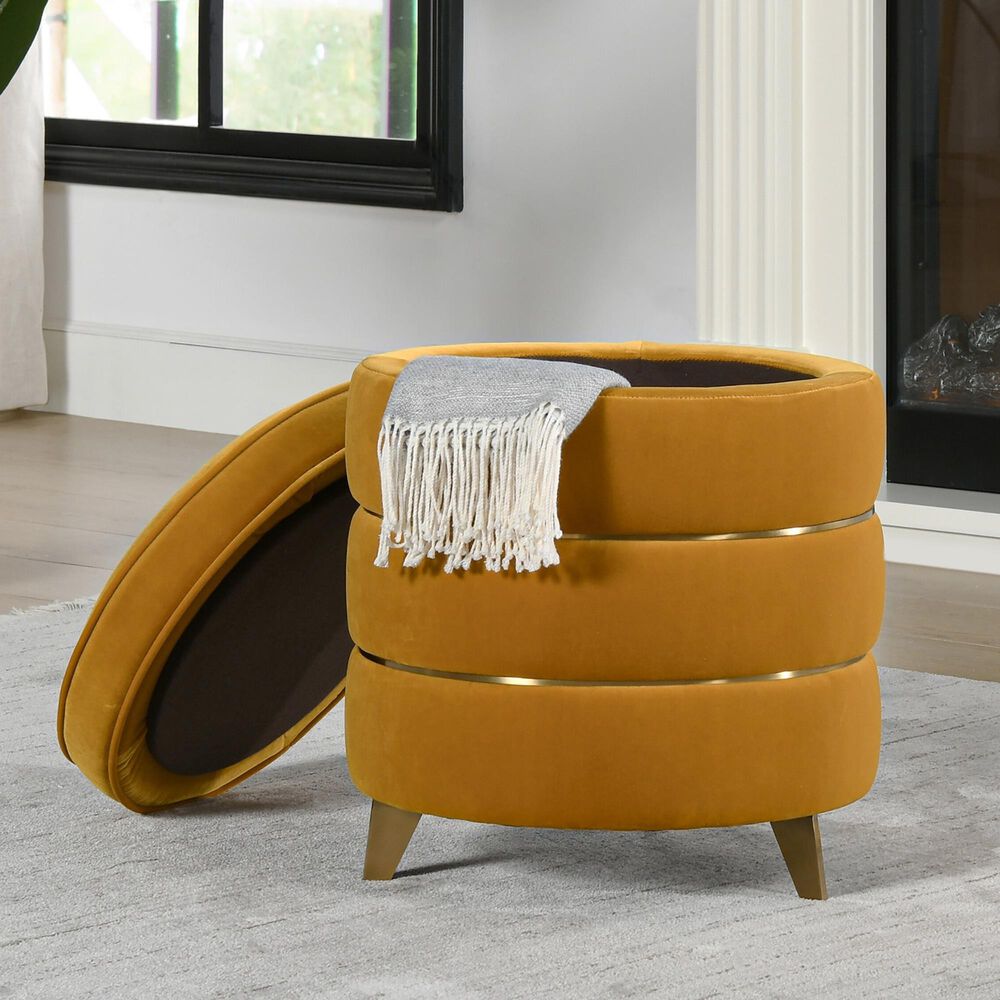 Jennifer Taylor Home Midas Storage Ottoman in Rich Yellow Velvet, , large