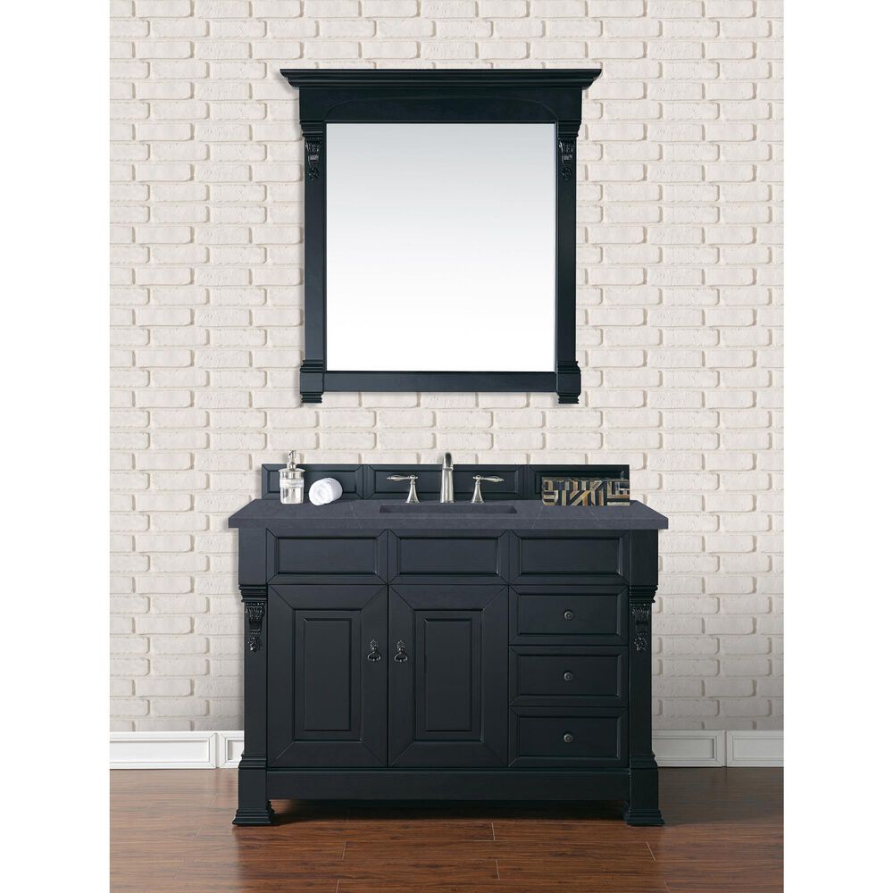James Martin Vanities Brookfield 48&quot; Single Bathroom Vanity in Antique Black with 3 cm Charcoal Soapstone Quartz Top and Rectangle Sink, , large