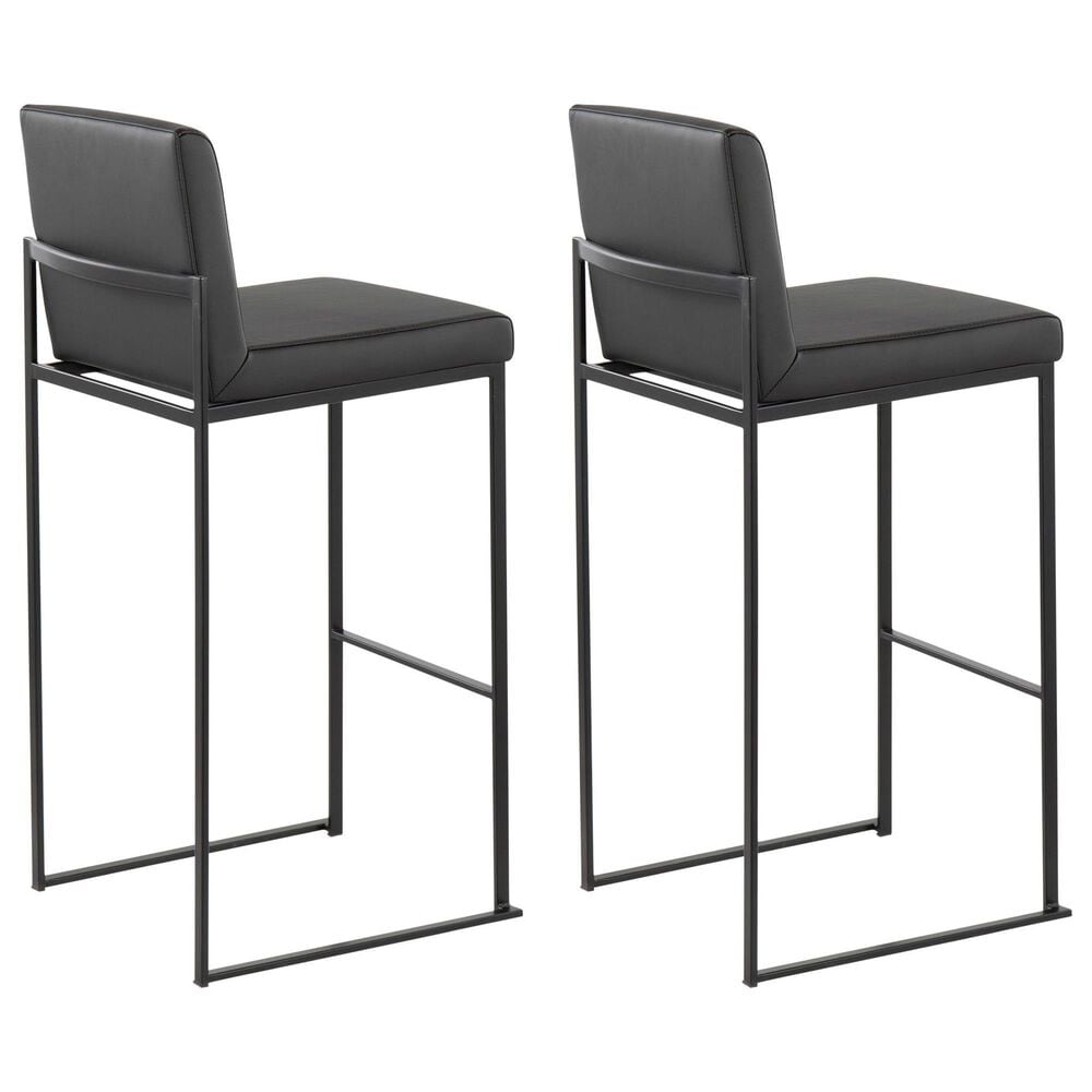 Lumisource Fuji Stackable Barstool with Black Faux Leather Cushion in Black &#40;Set of 2&#41;, , large