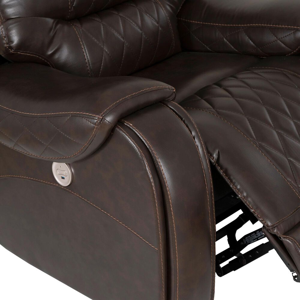 Linon Home Decor Barrett Power Glider Recliner in Rich Brown, , large