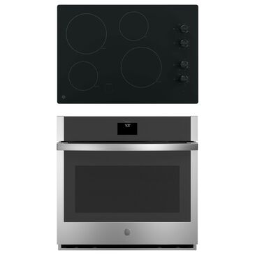 GE Appliances 2-Piece Kitchen Package with 30" Electric Cooktop and Convection Single Wall Oven in Black and Stainless Steel, , large