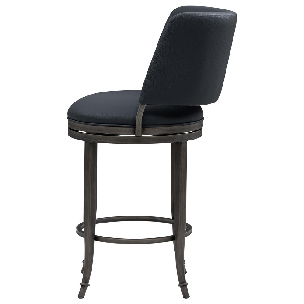 Armen Living Torres Counter Height Stool with Night Life Blue Upholstery in Antique Pewter, , large