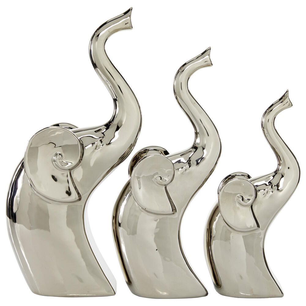 Maple and Jade Elephant Sculptures in Silver (Set of 3), , large