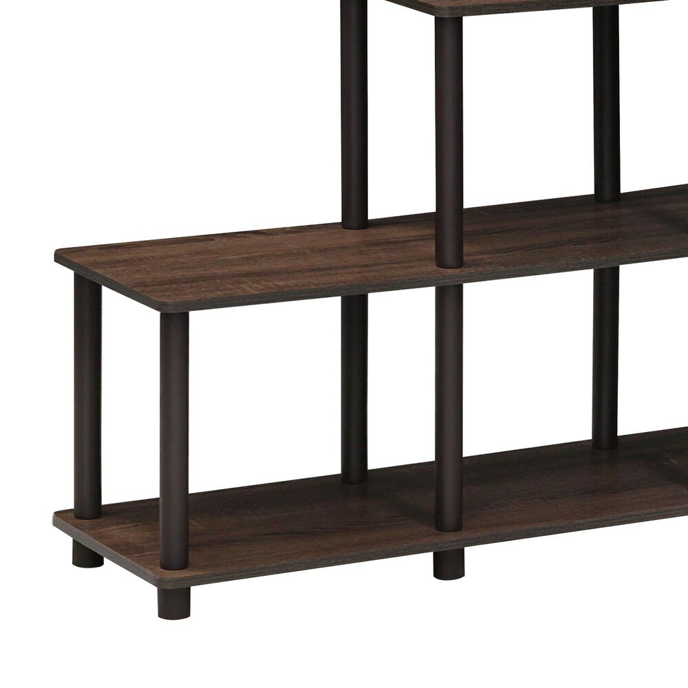 HOMLUX Turn-N-Tube 3-Space Ladder Bookshelf in Walnut and Brown, , large