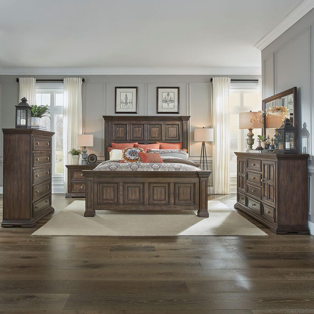 Liberty Furniture Big Valley 6-Drawer Dresser and Mirror in Brownstone, , large