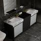 Lexora Home Zilara 80" Double Bathroom Vanity in Black and Grey with 11 cm Castle Grey Marble Top and Rectangular Sinks, , large