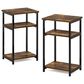 HOMLUX 3-Tier Metal Frame End Table with Storage Shelves in Amber Pine and Black (Set of 2), , large