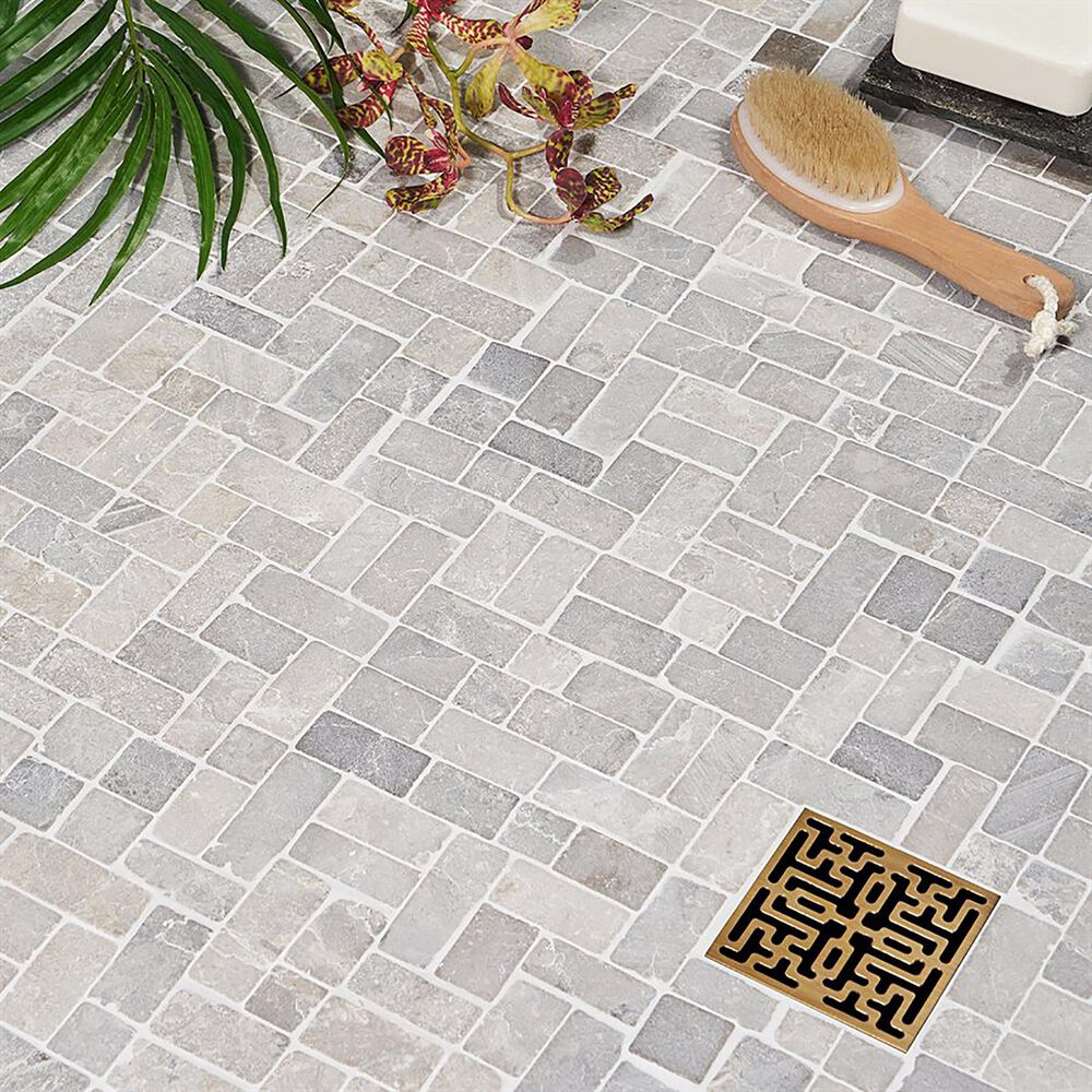 Soho Studio Pebblestone Prambanan Grey 12&quot; x 12&quot; Natural Stone Mosaic Sheet, , large