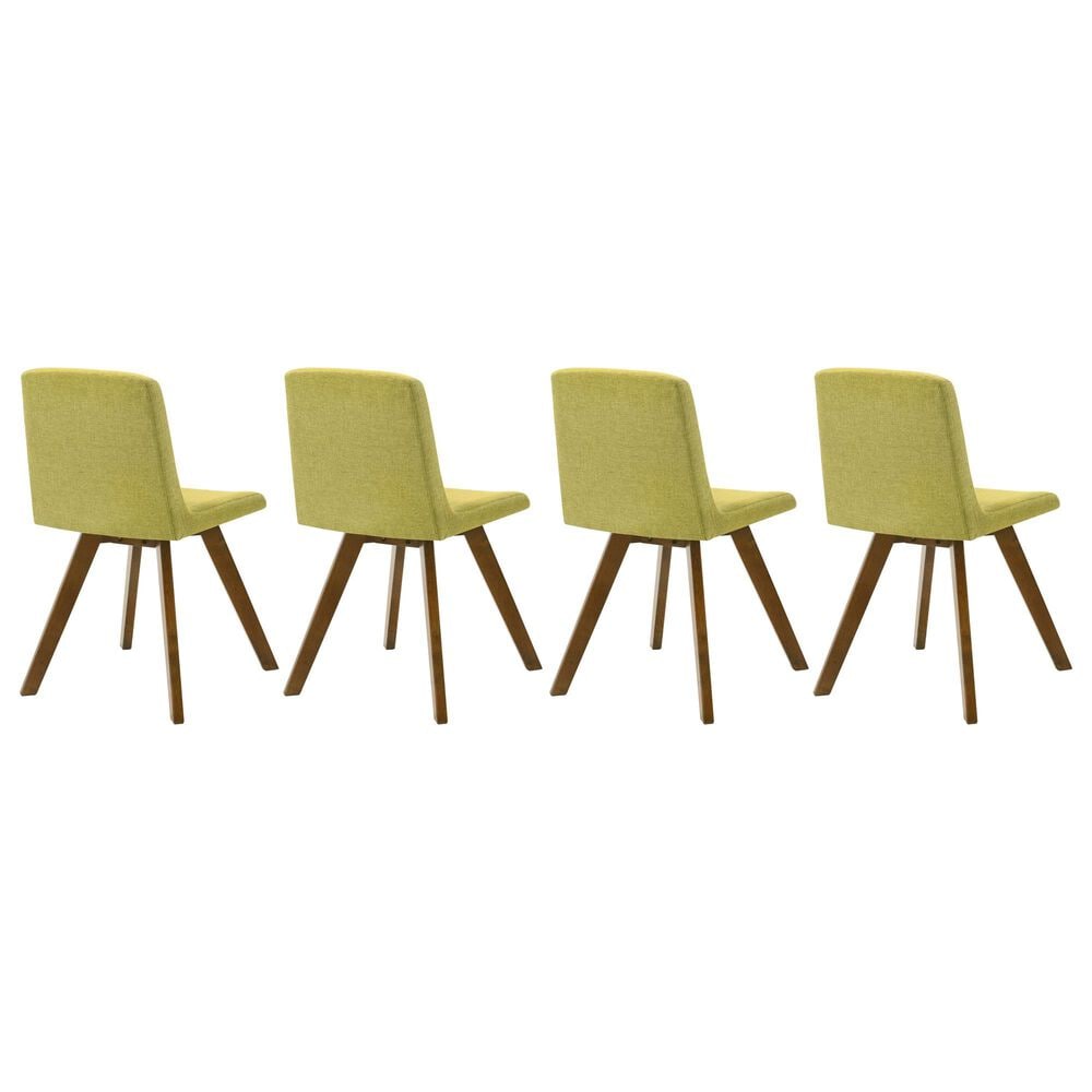 Armen Living Gina Side Chair with Olive Green Upholstery in Warm Walnut (Set of 4), , large