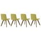 Armen Living Gina Side Chair with Olive Green Upholstery in Warm Walnut (Set of 4), , large