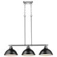 Golden Lighting Duncan 3-Light Pendant with Matte Black Shade in Chrome, , large