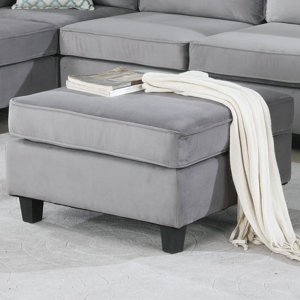 Lilola Home Zelmira Ottoman in Gray, , large