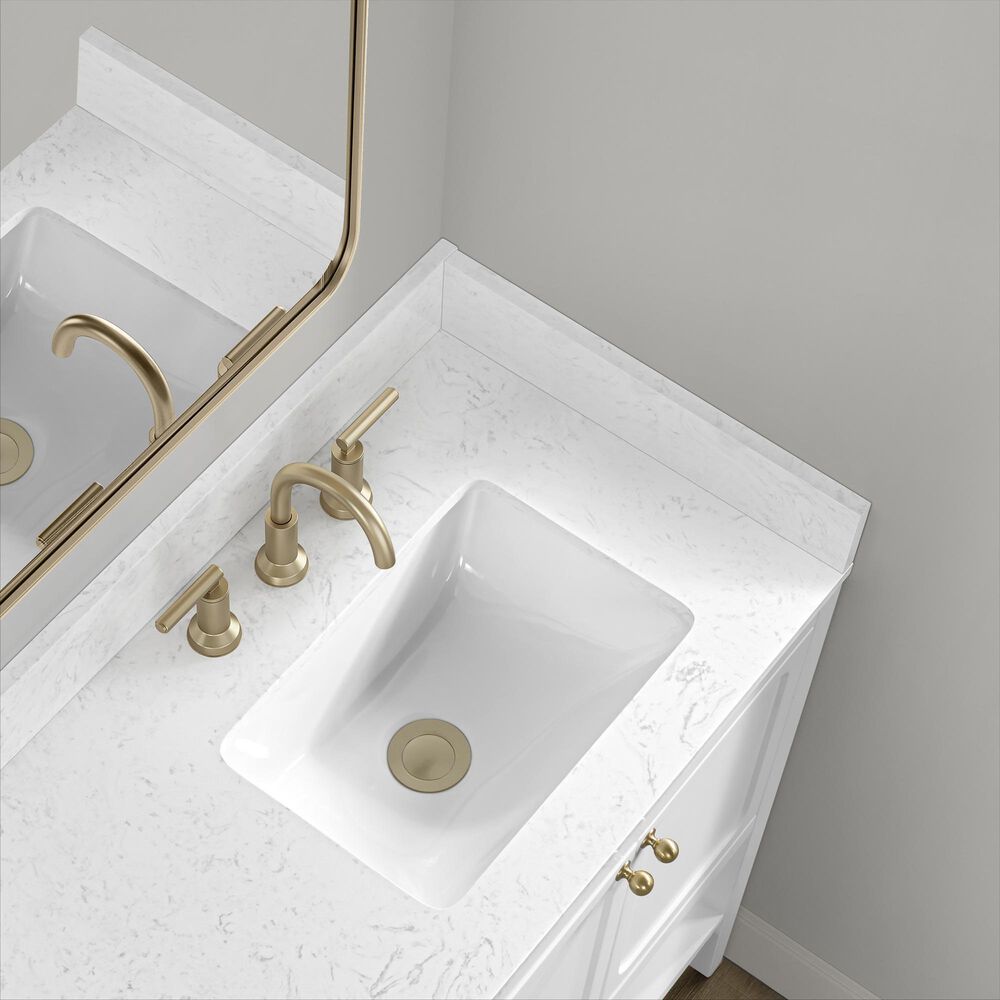 37B Ravello 36" Single Bathroom Vanity Cabinet in Bright White with Marble Top and Backsplash, , large