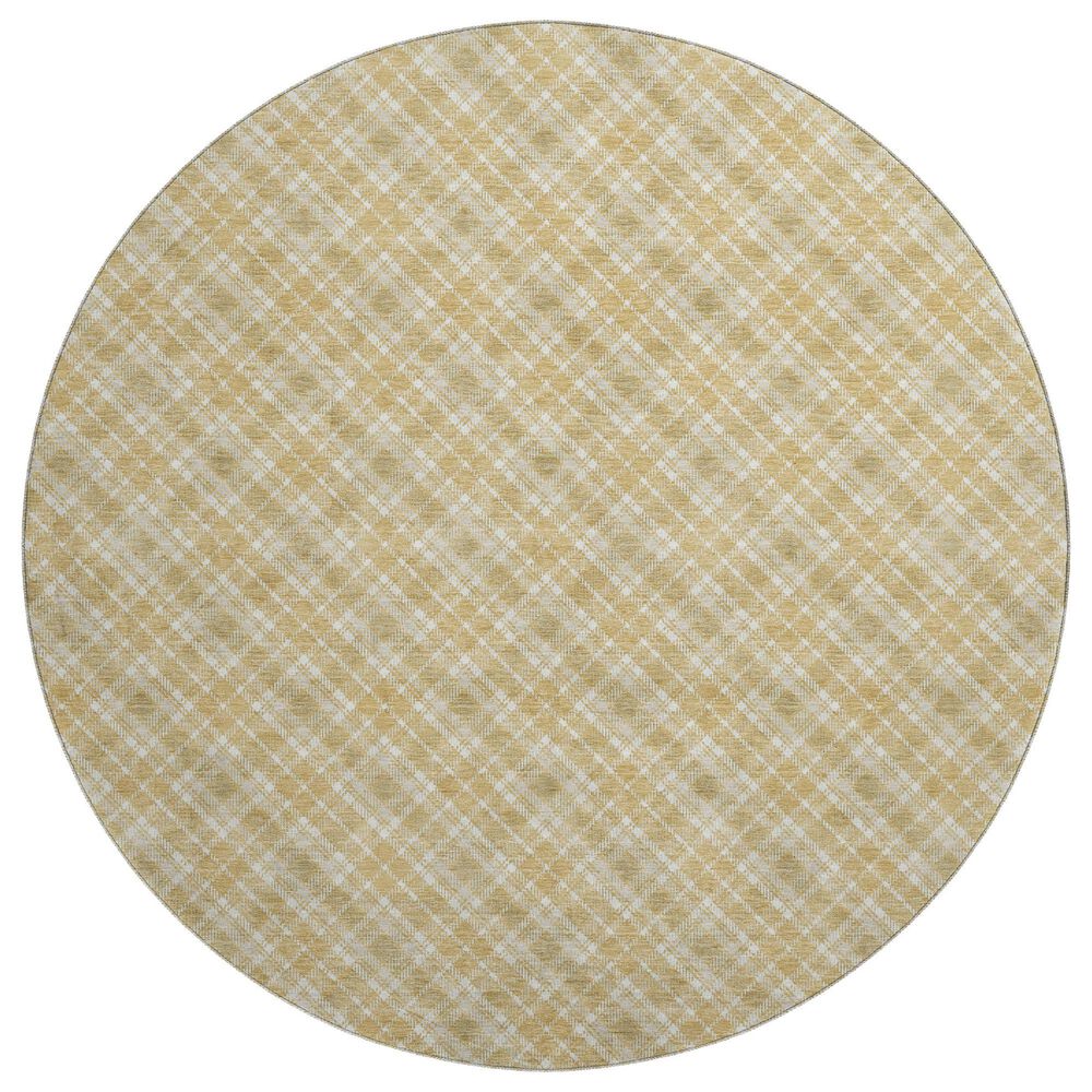 Dalyn Rug Company Soft Essentials Plaid Gold 8" Round Indoor/Outdoor Area Rug, , large