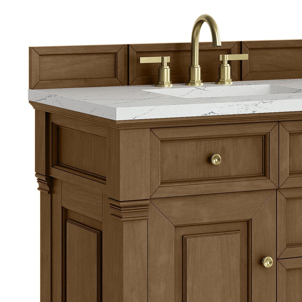 James Martin Vanities Brookfield 36&quot; Single Bathroom Vanity in Honey Oak with 3 cm Ethereal Noctis Quartz Top and Rectangular Sink, , large
