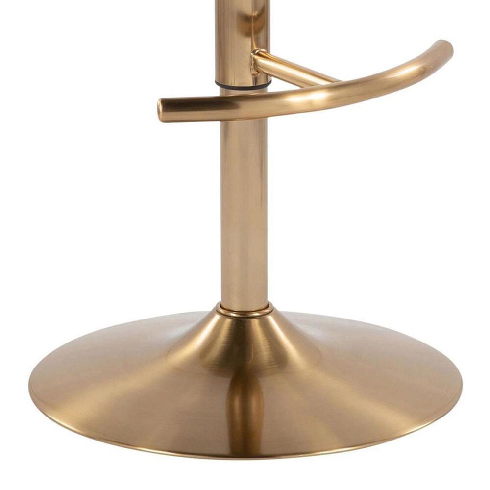 LumiSource Grotto Adjustable Bar Stool with White Velvet Upholstery in Gold (Set of 2), , large