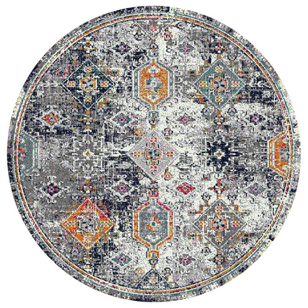 Amer Rugs Montana MON-13 7"6" Round Blue and Orange Area Rug, , large