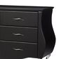 Baxton Studio Enzo 6-Drawer Dresser with Black Upholstered in Stainless Steel, , large