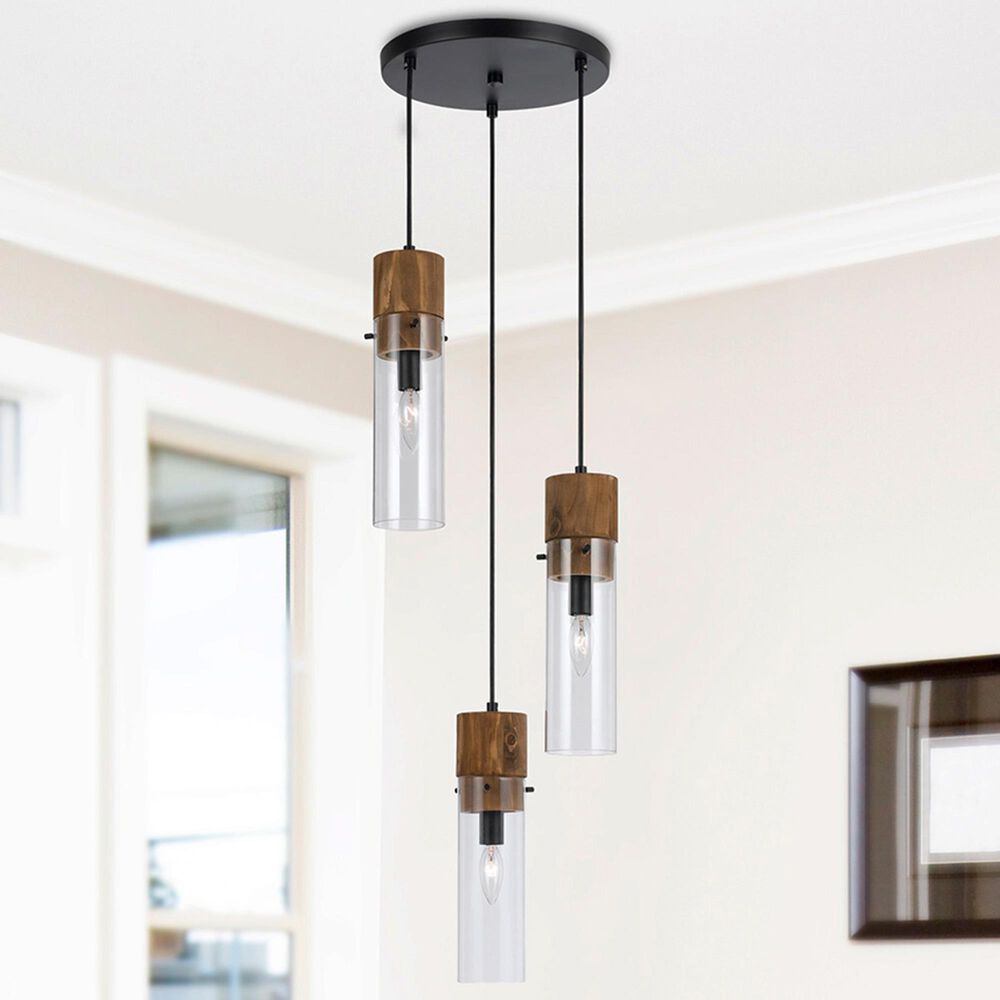Cal Lighting Spheroid 3-Light Pendant in Black and Dark Bronze, , large