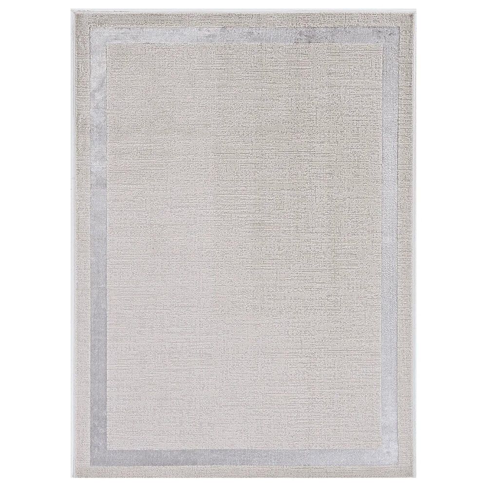 Kas Oriental Rugs Luna Border 3"3" x 4"11" Ivory and Silver Area Rug, , large