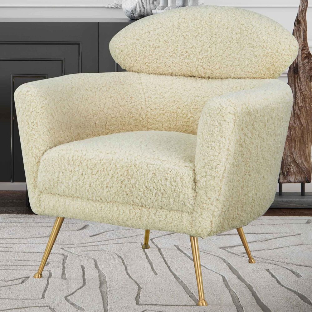 Tov Furniture Welsh Chair in Beige Faux Shearling , , large