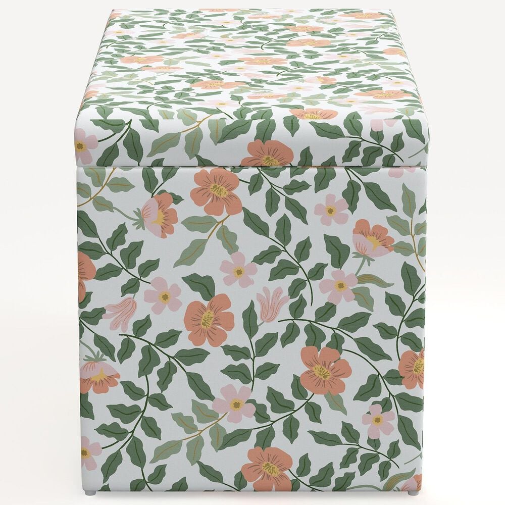 Rifle Paper Co Crafted by Cloth &amp; Company Willie Storage Bench in Primrose Blush/Cream, , large