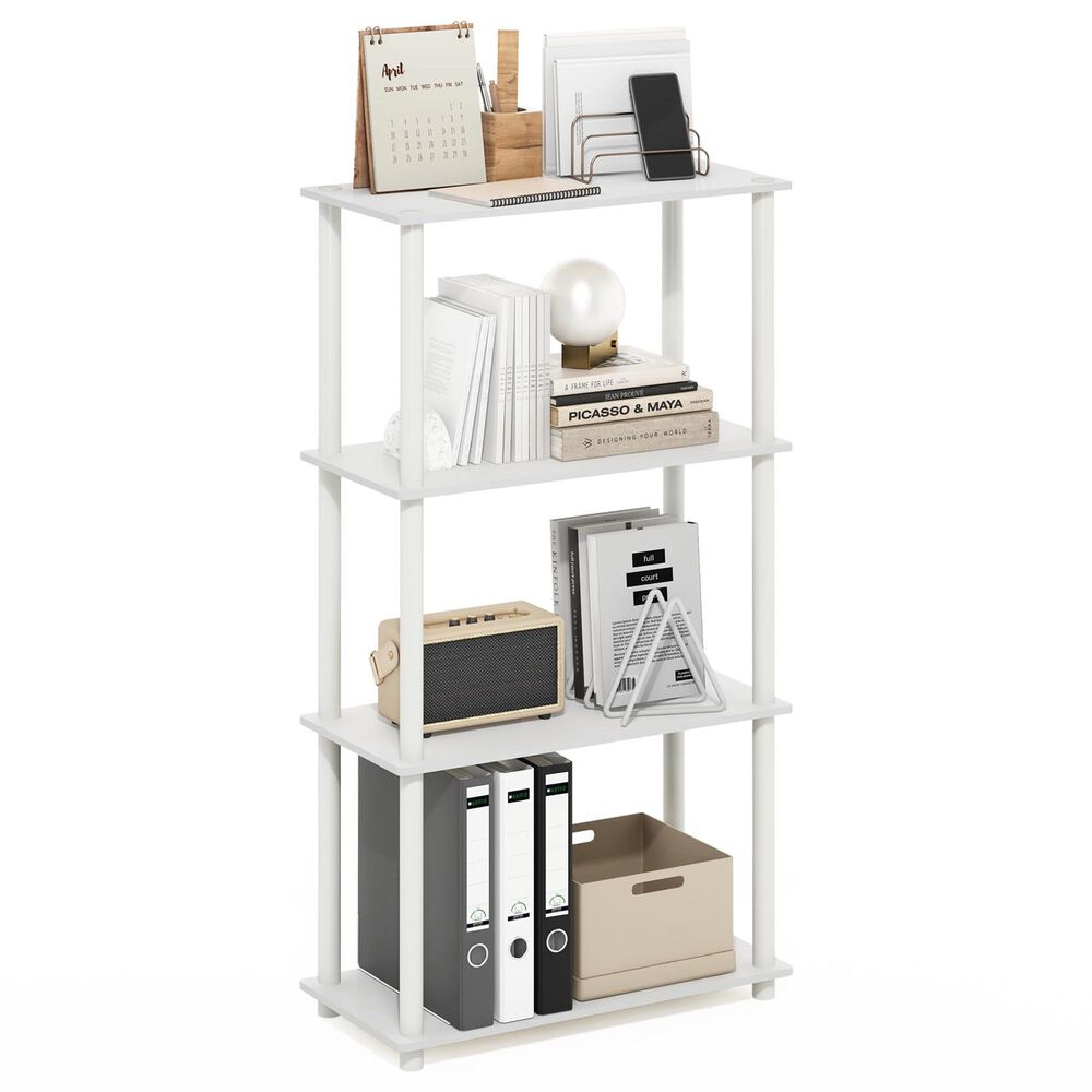 HOMLUX Turn-N-Tube 4-Tier Multipurpose Shelf Display Rack in White, , large