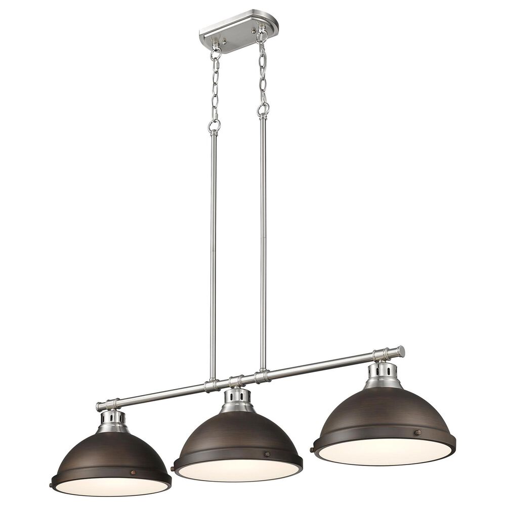 Golden Lighting Duncan 3-Light Pendant with Rubbed Bronze Shade in Pewter, , large