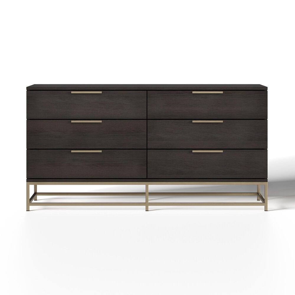 37B Artezia Rebel 6-Drawer Dresser in Brushed Gold and Charcoal Grey, , large
