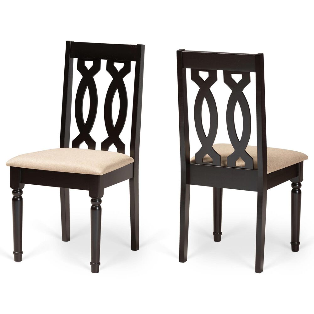 Baxton Studio Cherese Dining Chair in Sand/Dark Brown &#40;Set of 2&#41;, , large