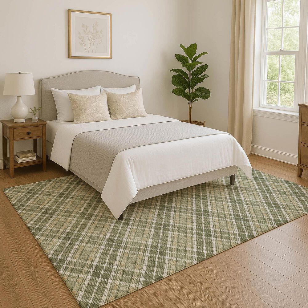 Dalyn Rug Company Soft Essentials Plaid Olive 10' x 14' Indoor/Outdoor Area Rug, , large