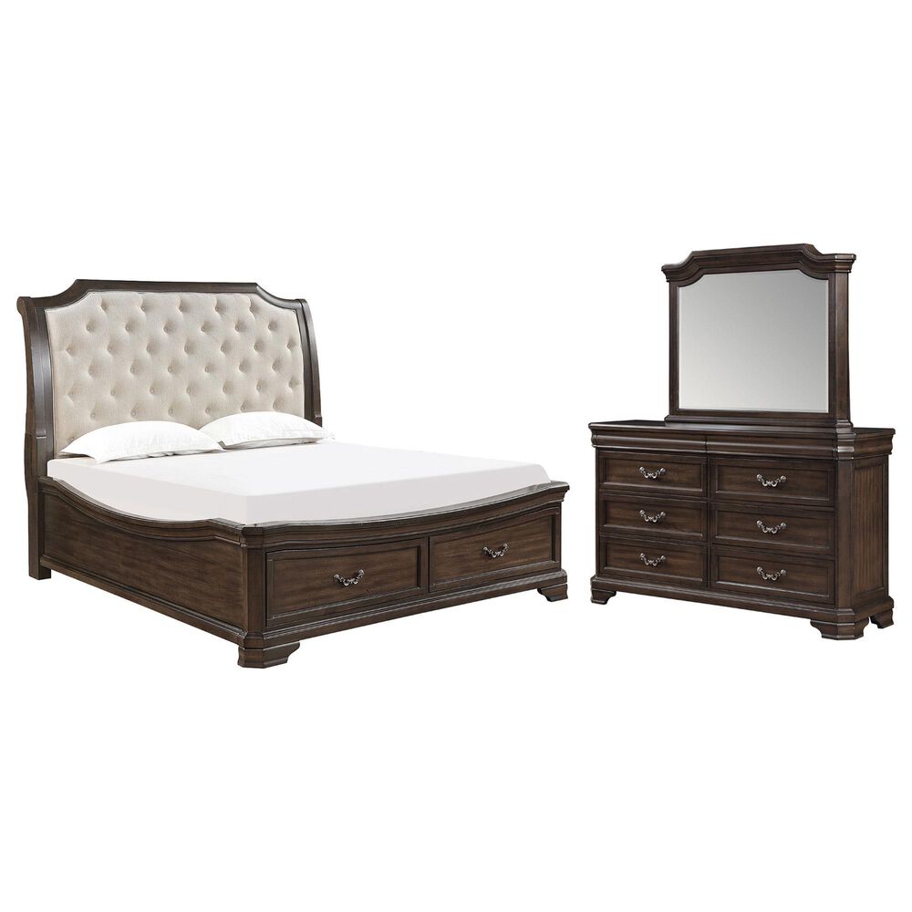 New Heritage Design Lyndhurst 3-Piece King Bedroom Set in Walnut Brown, , large