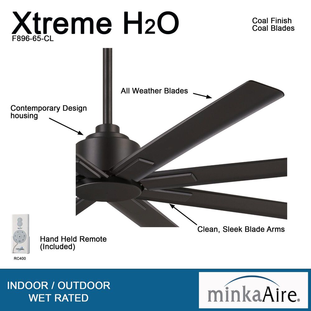 Minka-Aire Xtreme H2O 65" Indoor/Outdoor Ceiling Fan in Coal, , large