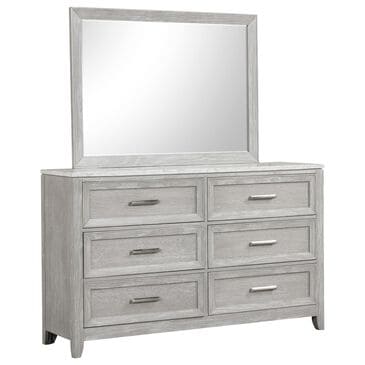 New Heritage Design Fiona 6-Drawer Dresser and Mirror in Mist Gray, , large