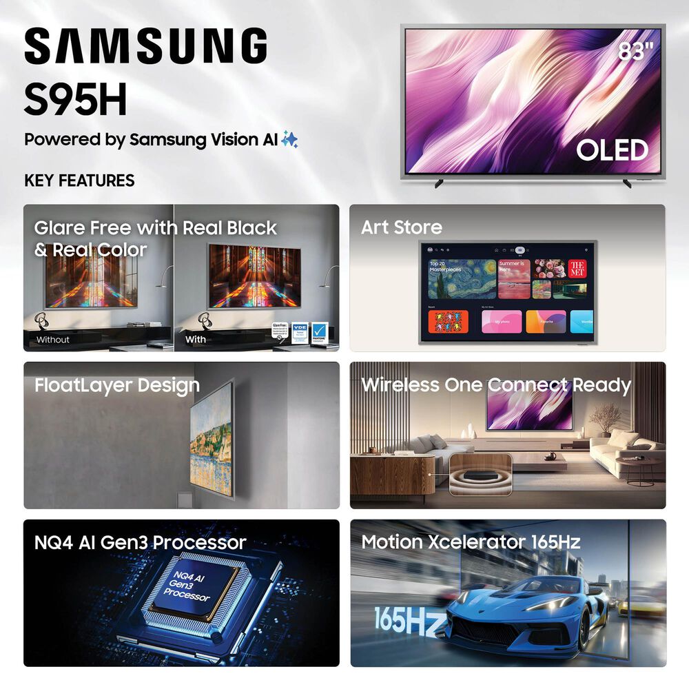 Samsung 77" Class S95H Series OLED 4K UHD Vision AI - Smart TV with Q-Series 5.1.2 Channel Soundbar System in Slate Black and Black, , large