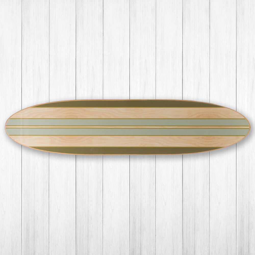 Creative Coop 65.5" x 15" Lacquered Wood Surfboard Wall Decor in Aqua and Green, , large
