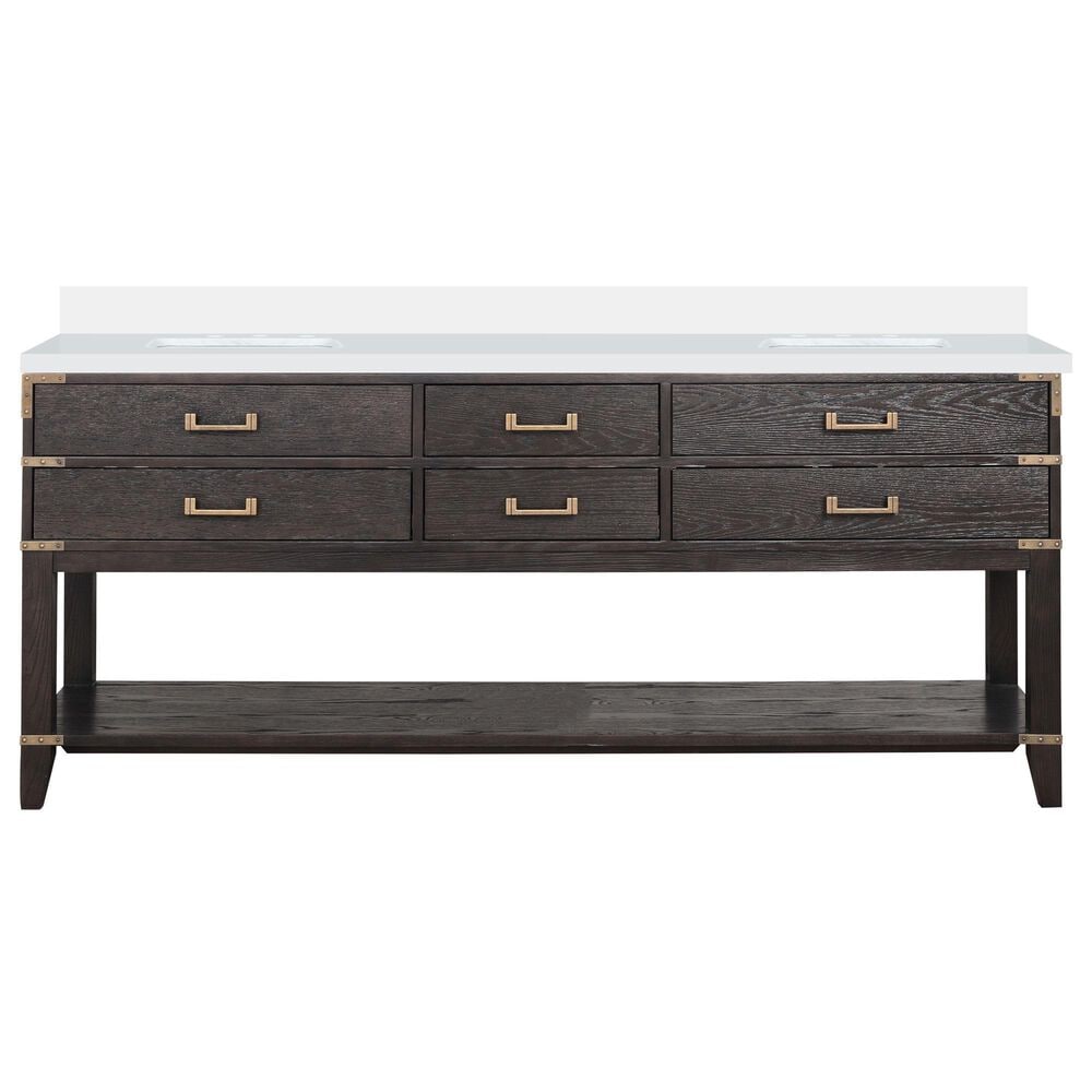 Lexora Home Norwalk 80&quot; Double Bathroom Vanity in Brown Oak with White Cultured Marble Top  and Rectangle Sink, , large
