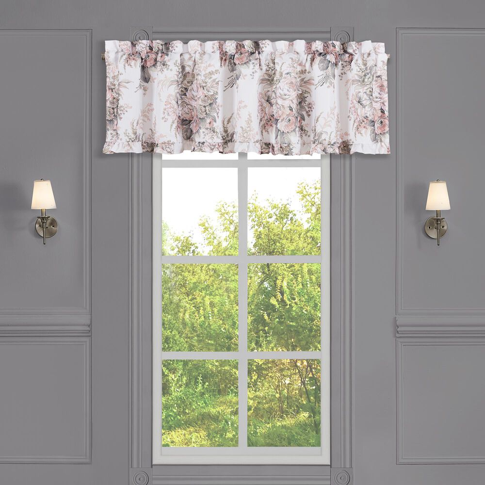 J. Queen New York Estelle 72&quot; x 17&quot; Window Straight Valance in Blush and Cream, , large